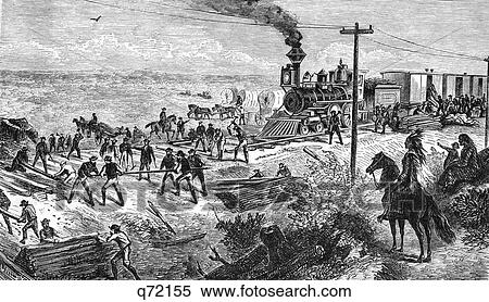 1860s ILLUSTRATION WORKERS LAYING TRACK FOR TRANSCONTINENTAL RAILROAD View Large Photo Image Stock Photography - 1860s ILLUSTRATION WORKERS LAYING TRACK FOR TRANSCONTINENTAL RAILROAD. Fotosearch
