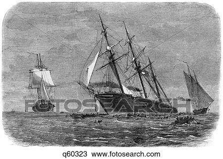 1860S June 1864 Union Ship The Steamer Kearsarge Sinks The Pirate Alabama Off The Coast Of Cherbourg France View Large Photo Image Stock Image - 1860S June 1864 Union Ship The Steamer Kearsarge Sinks The Pirate Alabama Off The Coast Of Cherbourg France. Fotosearch