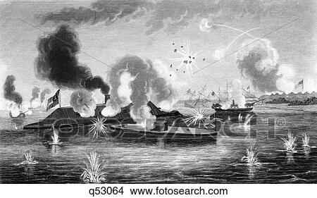 1860S March 9 1863 Naval Combat Battle Between The Monitor And Merrimack Iron Clad Ships Hampton Roads Va Usa View Large Photo Image Picture - 1860S March 9 1863 Naval Combat Battle Between The Monitor And Merrimack Iron Clad Ships Hampton Roads Va Usa. Fotosearch