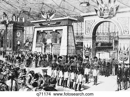 Picture - 1870s PRESIDENT ULYSSES S. GRANT OPENING THE CENTENNIAL INTERNATIONAL EXHIBITION OF 1876 PHILADELPHIA PENNSYLVANIA USA. Fotosearch
