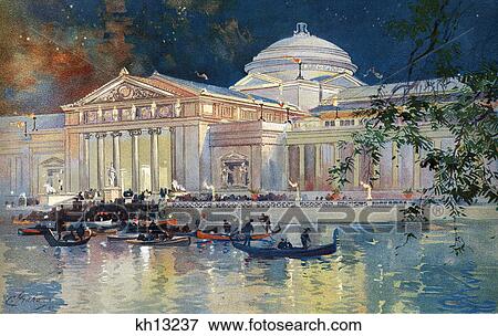1893 NIGHT SCENE OF THE ART PALACE AND GRAND BASIN AT THE CHICAGO WORLD'S FAIR COLUMBIAN EXPOSITION View Large Photo Image Stock Photo - 1893 NIGHT SCENE OF THE ART PALACE AND GRAND BASIN AT THE CHICAGO WORLD'S FAIR COLUMBIAN EXPOSITION. Fotosearch