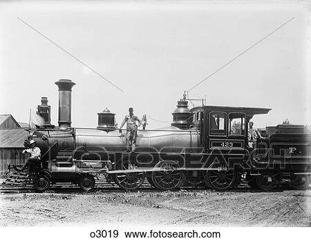 1900S Three Men Workers Standing On Train Steam Engine View Large Photo Image Stock Photo - 1900S Three Men Workers Standing On Train Steam Engine. Fotosearch