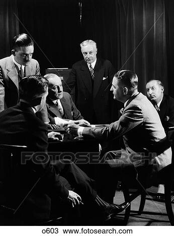 1920S 1930S Six Executive Men Meeting In Board Room Conference View Large Photo Image Stock Image - 1920S 1930S Six Executive Men Meeting In Board Room Conference . Fotosearch