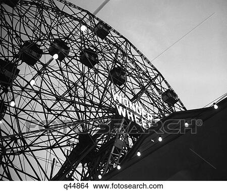 1920S Looking Up At Wonder Wheel Amusement Ride Coney Island New York Usa View Large Photo Image Picture - 1920S Looking Up At Wonder Wheel Amusement Ride Coney Island New York Usa. Fotosearch