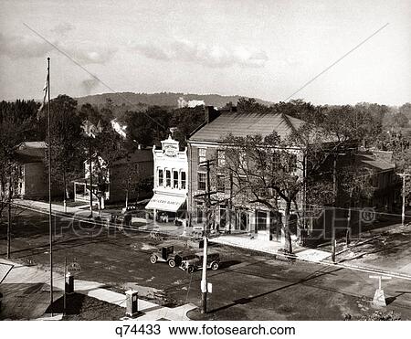 Stock Image - 1920s SMALL TOWN STREET OLD SHAWNEETOWN ILLINOIS USA. Fotosearch