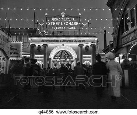 1930S 1940S Night Lights Amusement Park Brooklyn Ny Entrance Steeplechase Park Funny Place Coney Island New York Usa View Large Photo Image Stock Photograph - 1930S 1940S Night Lights Amusement Park Brooklyn Ny Entrance Steeplechase Park Funny Place Coney Island New York Usa. Fotosearch