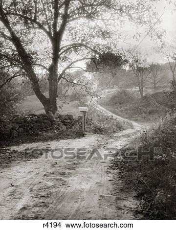 1930s COUNTRY LANE DIRT ROAD MAILBOX LITCHFIELD HILLS NEAR SHERMAN CONNECTICUT USA View Large Photo Image Picture - 1930s COUNTRY LANE DIRT ROAD MAILBOX LITCHFIELD HILLS NEAR SHERMAN CONNECTICUT USA. Fotosearch