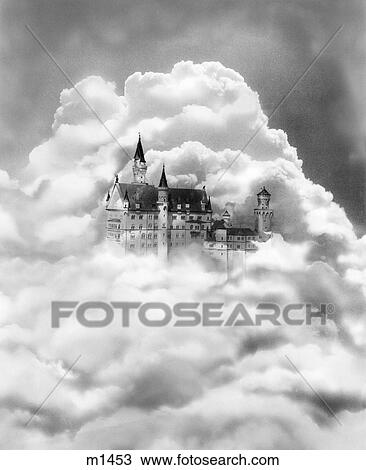 Stock Image - 1930S Fairy Tale Castle In The Clouds . Fotosearch