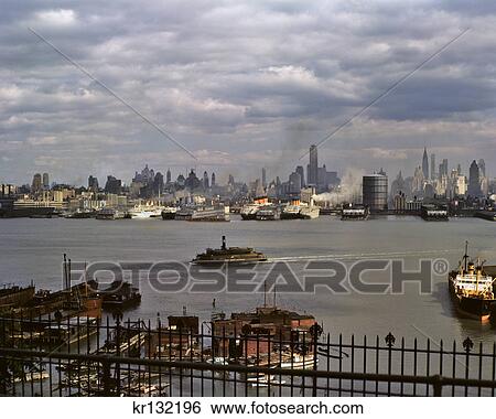 1930s FROM NJ FIVE CRUISE SHIPS IN PORT THE ROMA QUEEN MARY NORMANDIE ILE DE FRANCE AND CHAMPLAIN WESTSIDE OF MANHATTAN NYC USA View Large Photo Image Stock Photograph - 1930s FROM NJ FIVE CRUISE SHIPS IN PORT THE ROMA QUEEN MARY NORMANDIE ILE DE FRANCE AND CHAMPLAIN WESTSIDE OF MANHATTAN NYC USA. Fotosearch