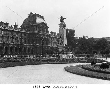 Stock Image - 1930S Le Louvre Museum And Gardens Paris France. Fotosearch