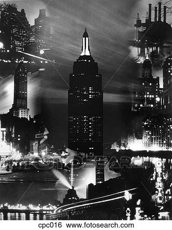 1930s MONTAGE OF NEW YORK CITY BUILDINGS AT NIGHT WITH EMPIRE STATE BUILDING IN CENTER View Large Photo Image Stock Photograph - 1930s MONTAGE OF NEW YORK CITY BUILDINGS AT NIGHT WITH EMPIRE STATE BUILDING IN CENTER. Fotosearch