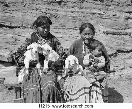 1930S Two Native American Navajo Women Holding Baby And 3 Small Lambs View Large Photo Image Stock Photography - 1930S Two Native American Navajo Women Holding Baby And 3 Small Lambs . Fotosearch