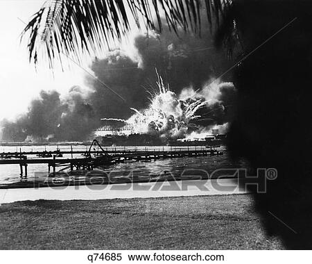 1940S Bomb Or Naval Artillery Shell Exploding During Japanese Attack On Pearl Harbor December 7 1941 View Large Photo Image Stock Photography - 1940S Bomb Or Naval Artillery Shell Exploding During Japanese Attack On Pearl Harbor December 7 1941. Fotosearch
