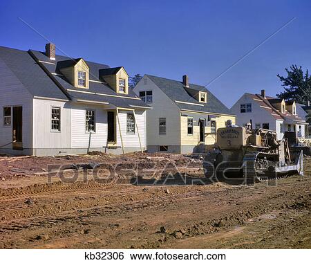 1940s NEW HOUSES UNDER CONSTRUCTION AT RIVIERA PARK BELLEVILLE NJ USA View Large Photo Image Stock Photograph - 1940s NEW HOUSES UNDER CONSTRUCTION AT RIVIERA PARK BELLEVILLE NJ USA. Fotosearch