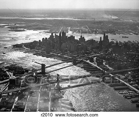 1950S Aerial Downtown Manhattan East And Hudson Rivers Meet In Harbor Brooklyn And Manhattan Bridges View Large Photo Image Stock Image - 1950S Aerial Downtown Manhattan East And Hudson Rivers Meet In Harbor Brooklyn And Manhattan Bridges. Fotosearch