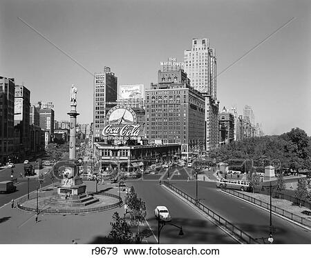 1950S Columbus Circle Looking North Manhattan New York City View Large Photo Image Stock Photo - 1950S Columbus Circle Looking North Manhattan New York City. Fotosearch