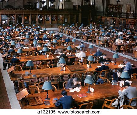 1950s INTERIOR OF PUBLIC LIBRARY READING ROOM NEW YORK CITY USA View Large Photo Image Stock Photography - 1950s INTERIOR OF PUBLIC LIBRARY READING ROOM NEW YORK CITY USA. Fotosearch