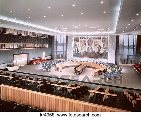 1950s INTERIOR SECURITY COUNCIL CHAMBER UNITED NATIONS BUILDING MEETING ROOM MANHATTAN NEW YORK CITY USA View Large Photo Image Stock Photo - 1950s INTERIOR SECURITY COUNCIL CHAMBER UNITED NATIONS BUILDING MEETING ROOM MANHATTAN NEW YORK CITY USA. Fotosearch