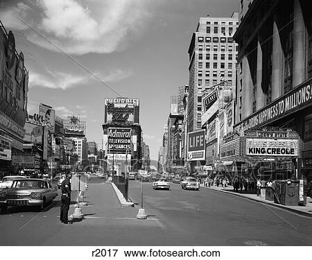 1950S Looking North Up Broadway From Times Square To Duffy Square King Creole On Movie Marquee Manhattan New York City Usa View Large Photo Image Stock Photo - 1950S Looking North Up Broadway From Times Square To Duffy Square King Creole On Movie Marquee Manhattan New York City Usa. Fotosearch