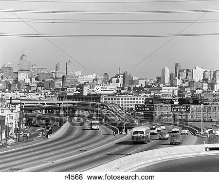 1950s SKYLINE AND FREEWAYS SAN FRANCISCO CA USA View Large Photo Image Stock Photo - 1950s SKYLINE AND FREEWAYS SAN FRANCISCO CA USA. Fotosearch