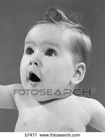 1950S Sweet Baby Looking Up Mouth Open Facial Expression Of Shock Awe Wonder Surprise View Large Photo Image Stock Image - 1950S Sweet Baby Looking Up Mouth Open Facial Expression Of Shock Awe Wonder Surprise . Fotosearch
