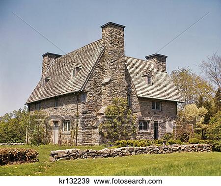 1960s 1640 WHITFIELD HOUSE COLONIAL HOME RESTORED BY WPA PROJECTS IN 1936 GUILFORD CT USA View Large Photo Image Stock Photo - 1960s 1640 WHITFIELD HOUSE COLONIAL HOME RESTORED BY WPA PROJECTS IN 1936 GUILFORD CT USA. Fotosearch