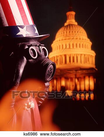 1960s 1970s UNCLE SAM WEARING GAS MASK BY NIGHT CAPITOL DOME ENVIRONMENT CLEAN AIR SMOG ECOLOGY BREATHING View Large Photo Image Stock Photograph - 1960s 1970s UNCLE SAM WEARING GAS MASK BY NIGHT CAPITOL DOME ENVIRONMENT CLEAN AIR SMOG ECOLOGY BREATHING. Fotosearch