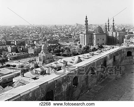 Stock Photo - 1960s 1970s VIEW OF CITY AND MOHAMMED ALI MOSQUE FROM THE CITADEL CAIRO EGYPT. Fotosearch