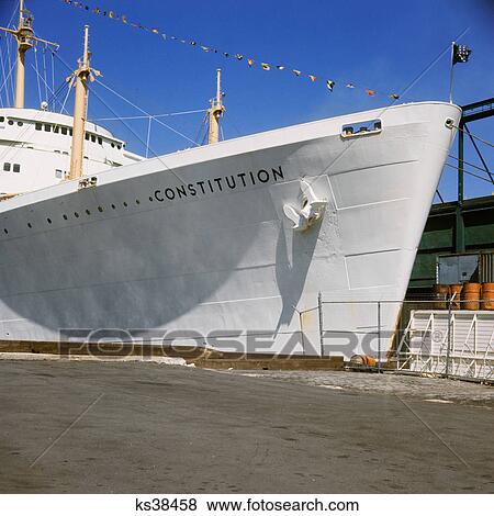 1960s BERMUDA BOUND SHIP SS CONSTITUTION AT PIER IN HUDSON RIVER NEW YORK CITY USA View Large Photo Image Stock Photo - 1960s BERMUDA BOUND SHIP SS CONSTITUTION AT PIER IN HUDSON RIVER NEW YORK CITY USA. Fotosearch