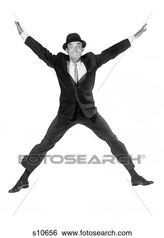 1960S Happy Man Businessman Salesman Jumping In Air Arms Legs Extended Smiling Looking At Camera View Large Photo Image Stock Photograph - 1960S Happy Man Businessman Salesman Jumping In Air Arms Legs Extended Smiling Looking At Camera. Fotosearch