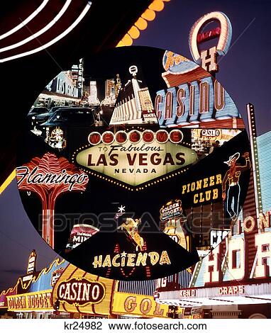 1960S Montage Of Vintage Gambling Casino Neon Signs At Night Las Vegas Nevada Usa View Large Photo Image Stock Image - 1960S Montage Of Vintage Gambling Casino Neon Signs At Night Las Vegas Nevada Usa. Fotosearch