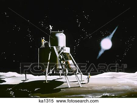 1960s NASA ILLUSTRATION FANTASY SPACECRAFT SPACESHIP LANDING PLANET SCI-FI SCIENCE FICTION SPACE TRAVEL View Large Photo Image Stock Photography - 1960s NASA ILLUSTRATION FANTASY SPACECRAFT SPACESHIP LANDING PLANET SCI-FI SCIENCE FICTION SPACE TRAVEL. Fotosearch