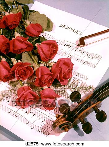 1960s STILL LIFE FLOWERS SHEET MUSIC MEMORIES VIOLIN RED ROSES View Large Photo Image Stock Photography - 1960s STILL LIFE FLOWERS SHEET MUSIC MEMORIES VIOLIN RED ROSES. Fotosearch