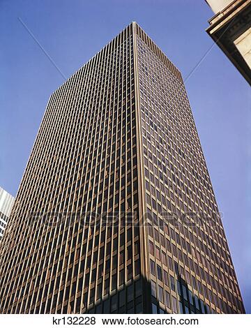Stock Photo - 1960s UPWARD ANGLE OF SEAGRAM BUILDING SKYSCRAPER COMPLETED 1958 375 PARK AVENUE MANHATTAN NYC USA. Fotosearch