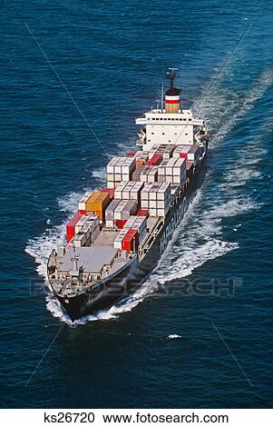 1980s AERIAL VIEW OF CONTAINER SHIP IN WATER View Large Photo Image Stock Image - 1980s AERIAL VIEW OF CONTAINER SHIP IN WATER. Fotosearch