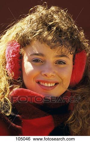 1980s TEENAGE GIRL WEARING RED EARMUFFS LOOKING AT CAMERA View Large Photo Image Stock Photograph - 1980s TEENAGE GIRL WEARING RED EARMUFFS LOOKING AT CAMERA. Fotosearch