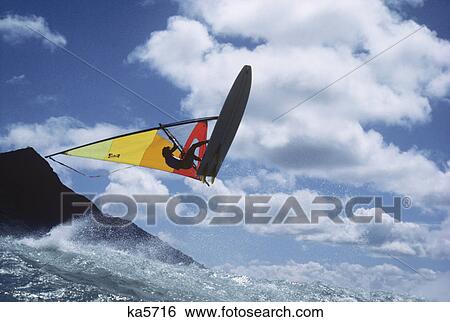 1980s WIND SURFING View Large Photo Image Stock Photograph - 1980s WIND SURFING. Fotosearch