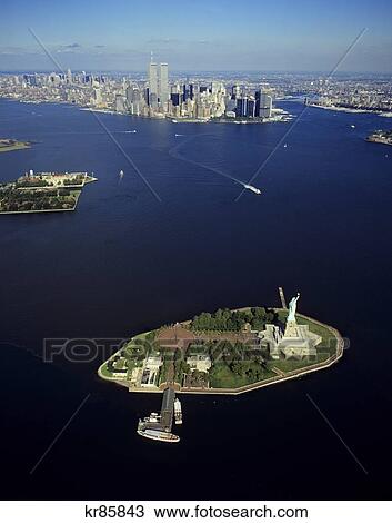 1990S Aerial Of The Statue Of Liberty And Manhattan Skyline With World Trade Center Twin Towers Before 911 New York City Usa View Large Photo Image Stock Image - 1990S Aerial Of The Statue Of Liberty And Manhattan Skyline With World Trade Center Twin Towers Before 911 New York City Usa. Fotosearch