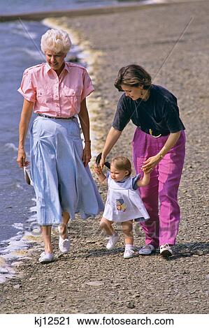 1990s GRANDMOTHER MOTHER AND DAUGHTER AT THE BEACH View Large Photo Image Stock Image - 1990s GRANDMOTHER MOTHER AND DAUGHTER AT THE BEACH. Fotosearch
