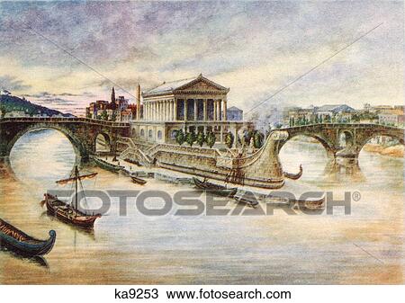 290 Bce Bc Rome Temple Of Aesculapius Greek God Of Medicine On Island In Tiber River View Large Photo Image Stock Image - 290 Bce Bc Rome Temple Of Aesculapius Greek God Of Medicine On Island In Tiber River. Fotosearch