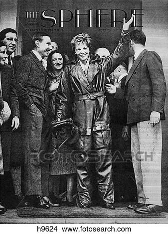 Amelia Earhart Posing For Cover Of The Sphere Magazine Just After Her Transatlantic Flight June 1928 View Large Photo Image Picture - Amelia Earhart Posing For Cover Of The Sphere Magazine Just After Her Transatlantic Flight June 1928. Fotosearch