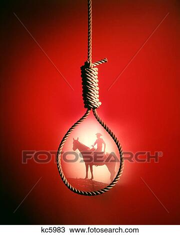 Anonymous Silhouetted Cowboy On Horse In Center Of HangmanS Rope Noose View Large Photo Image Stock Image - Anonymous Silhouetted Cowboy On Horse In Center Of HangmanS Rope Noose. Fotosearch