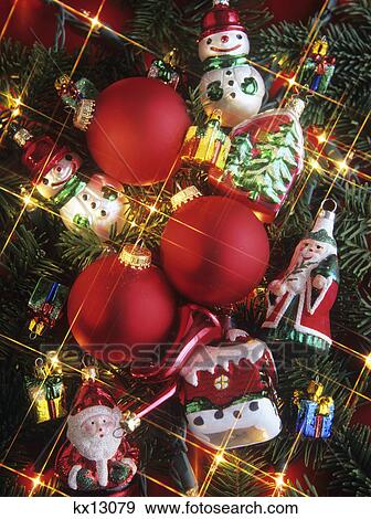 ASSORTED CHRISTMAS TREE ORNAMENTS View Large Photo Image Stock Photo - ASSORTED CHRISTMAS TREE ORNAMENTS. Fotosearch