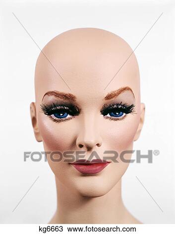 BALD HEAD OF FEMALE MANNEQUIN DUMMY LOOKING AT CAMERA View Large Photo Image Stock Image - BALD HEAD OF FEMALE MANNEQUIN DUMMY LOOKING AT CAMERA. Fotosearch