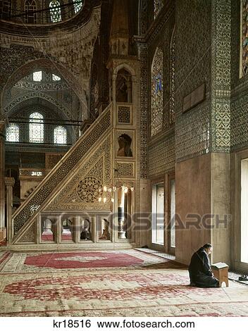 Blue Mosque Sultan Ahmed Mosque Istanbul Turkey Single Figure Reading Quran View Large Photo Image Stock Photograph - Blue Mosque Sultan Ahmed Mosque Istanbul Turkey Single Figure Reading Quran. Fotosearch