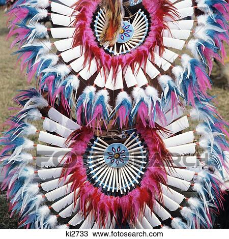 Stock Image - Detail Of Feathered Pow Wow Costume Ann Arbor Michigan Usa. Fotosearch