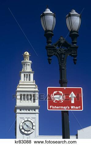 FERRY BUILDING WITH SIGNAGE TO FISHERMAN'S WHARF THE EMBARCADERO SAN FRANCISCO CALIFORNIA USA View Large Photo Image Stock Photo - FERRY BUILDING WITH SIGNAGE TO FISHERMAN'S WHARF THE EMBARCADERO SAN FRANCISCO CALIFORNIA USA. Fotosearch