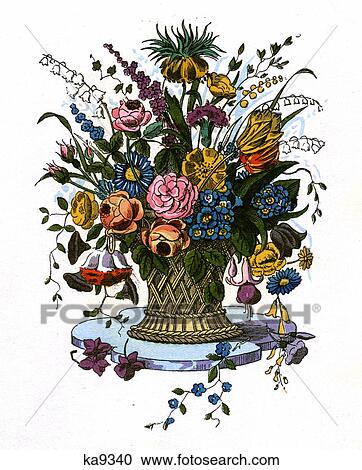 Illustration Illustration Bouquet Of Flowers In Vase Basket View Large Photo Image Stock Image - Illustration Illustration Bouquet Of Flowers In Vase Basket. Fotosearch