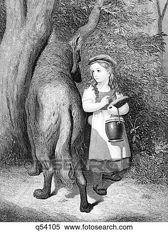 Illustration Of Little Red Riding Hood & Big Bad Wolf In Woods Fairy Tale Children'S Story Literature Danger View Large Photo Image Stock Photography - Illustration Of Little Red Riding Hood & Big Bad Wolf In Woods Fairy Tale Children'S Story Literature Danger. Fotosearch