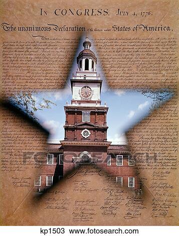 Stock Image - Independence Hall Philadelphia Inside A Star Shape In The Center Of Declaration Of Independence . Fotosearch